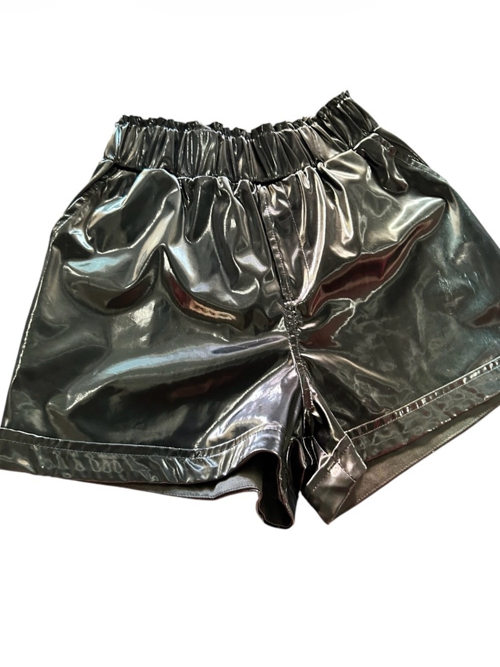 fab'rik Shiny Black High-Waist Vinyl Shorts